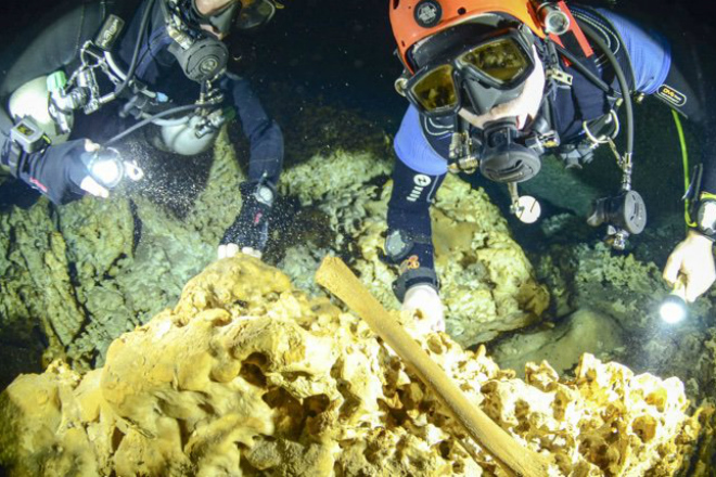 Artifacts dating back 9,000 years were found in an underwater cave.