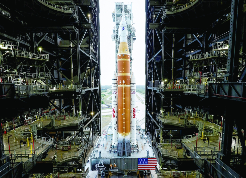 Nasa moves rocket to launch pad ahead of moon mission