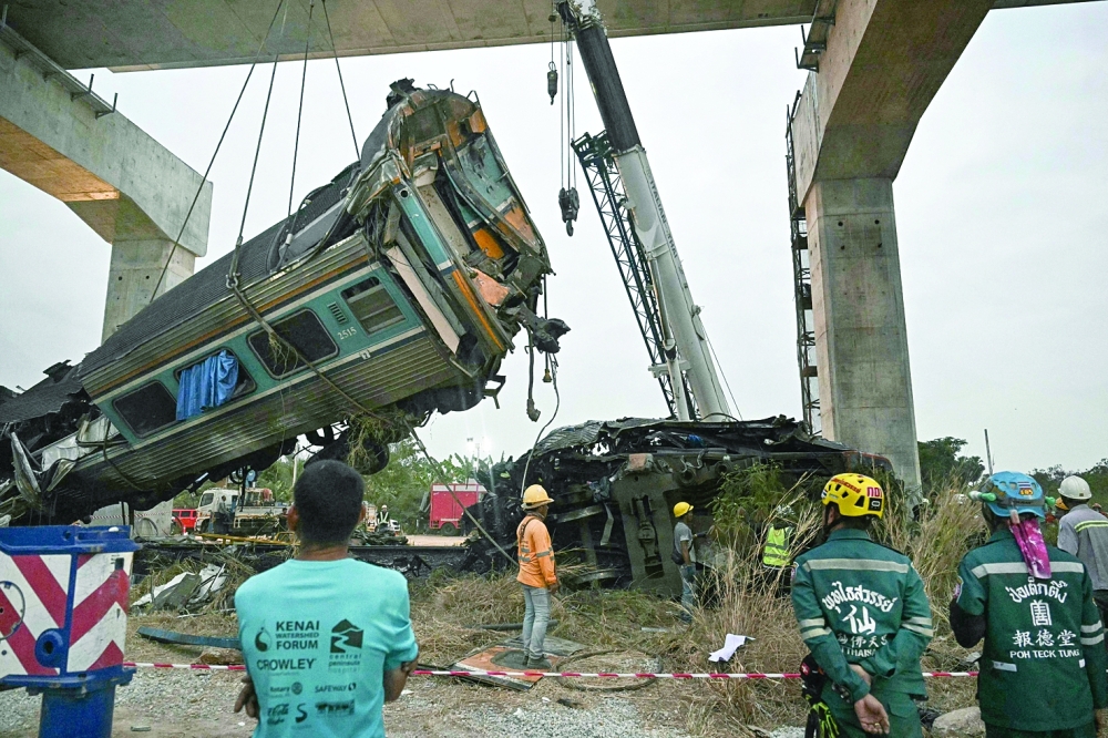 Thailand crane collapses onto train, killing 32 Thailand crane collapses onto train, killing 32