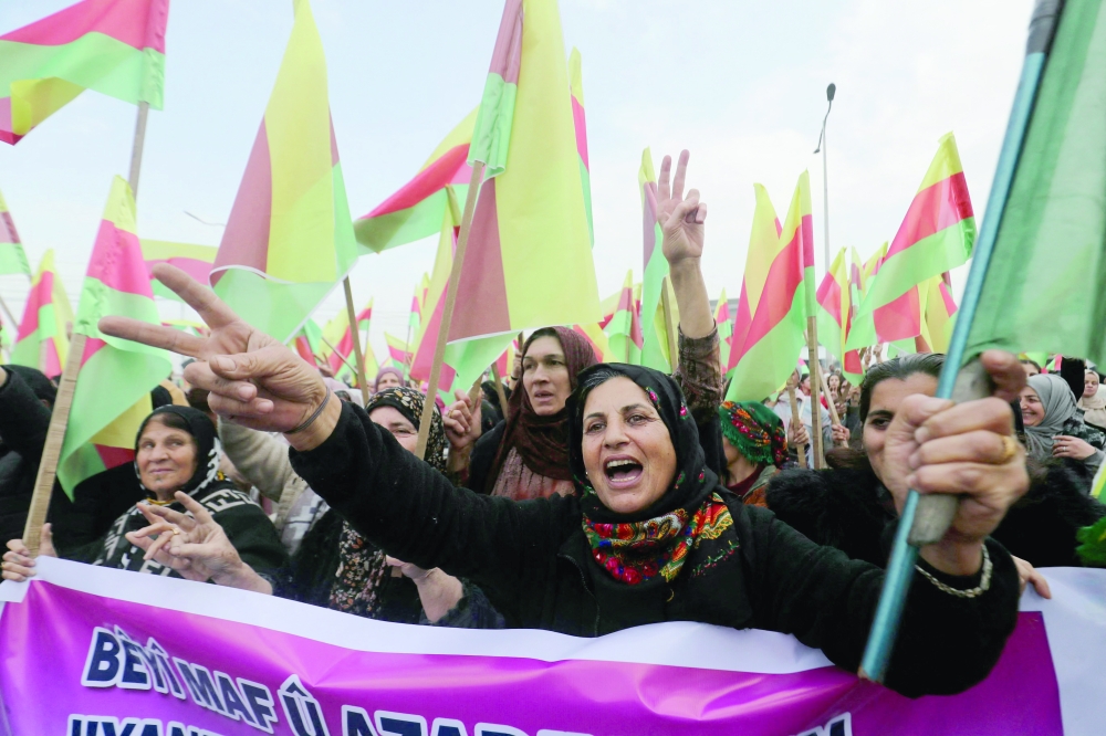 Thousands of Kurds rally in northeast Syria Thousands of Kurds rally in northeast Syria
