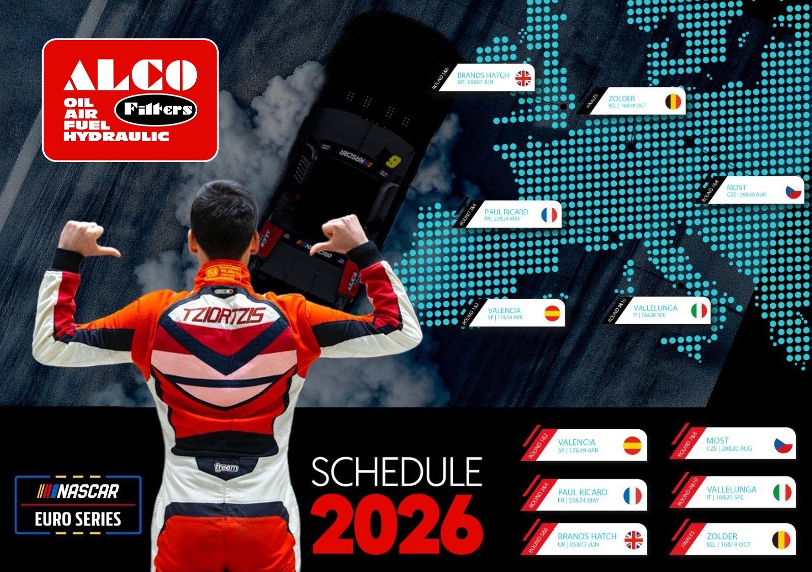 Tziortzis enters Nascar Euro Series 2026 with trusted Alco sponsorship