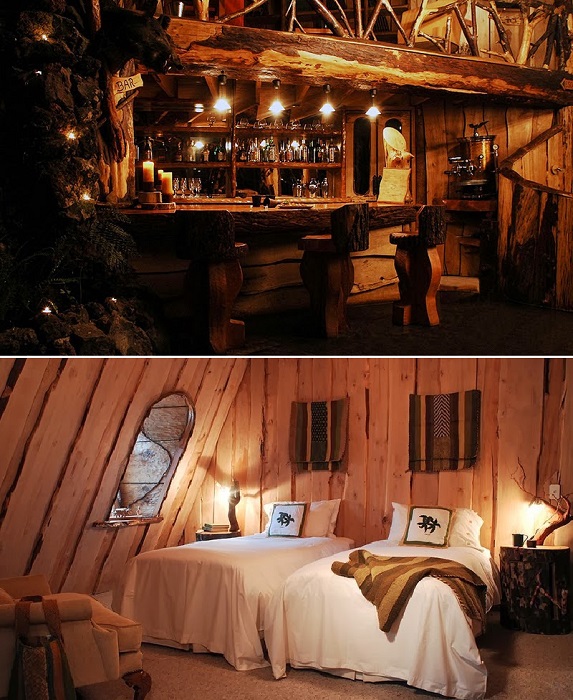 The interior of the suites inside the Montaña Mágica Lodge waterfall hotel.